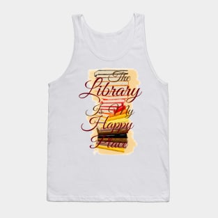 The Library is My Happy Place | Red Tank Top